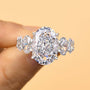 Louily Luxury Crushed Ice Oval Cut Seven Stone Engagement Ring - louilyjewelry