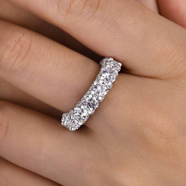 Louily Luxury Eternity Round Cut Wedding Band In Sterling Silver
