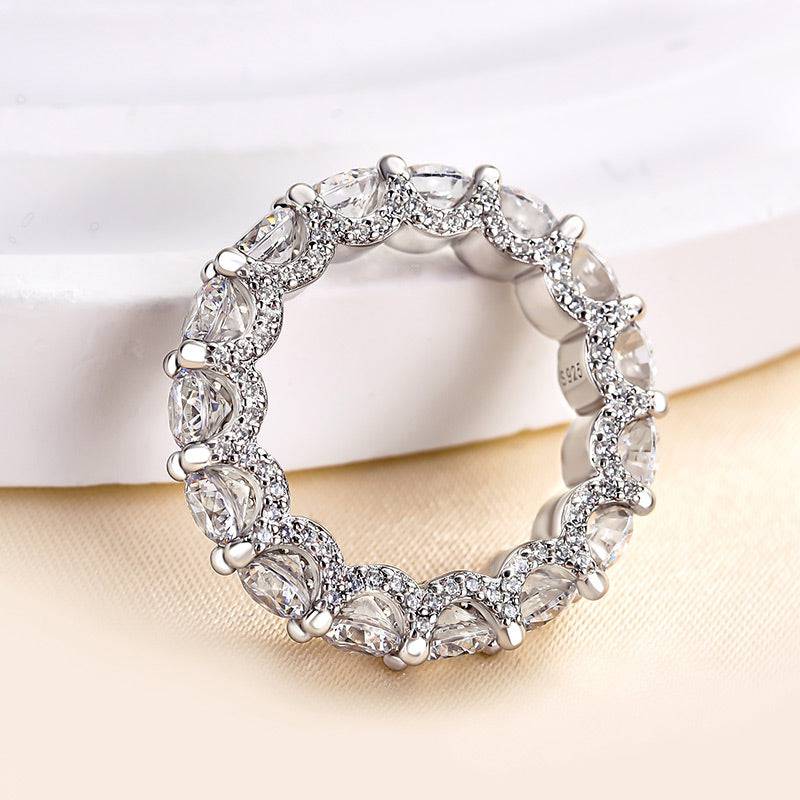 Louily Luxury Eternity Round Cut Wedding Band In Sterling Silver - louilyjewelry