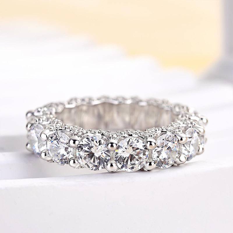 Louily Luxury Eternity Round Cut Wedding Band In Sterling Silver - louilyjewelry