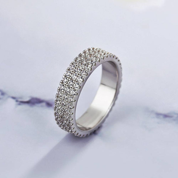 Louily Luxury Pave Women's Wedding Band In Sterling Silver