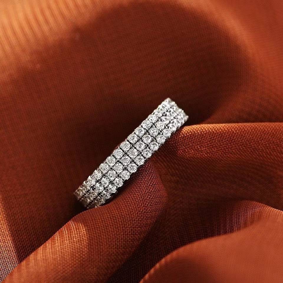 Louily Luxury Pave Women's Wedding Band In Sterling Silver - louilyjewelry