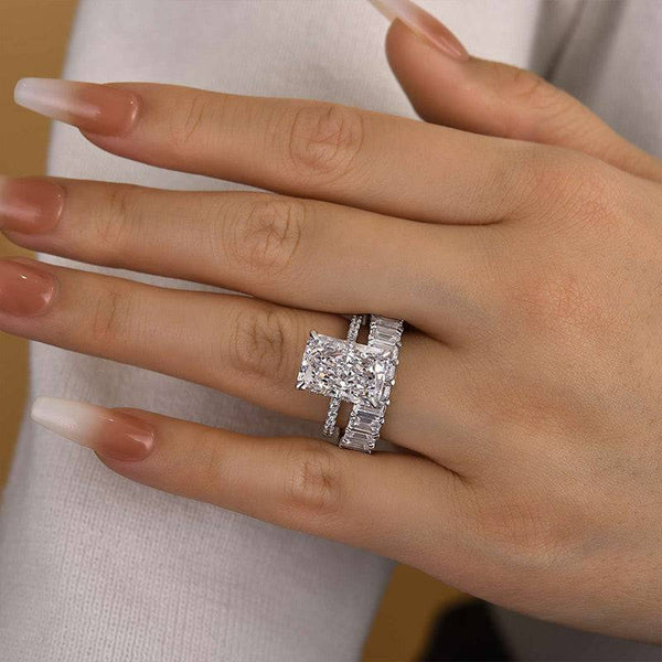 Louily Luxury Radiant Cut Wedding Ring Set