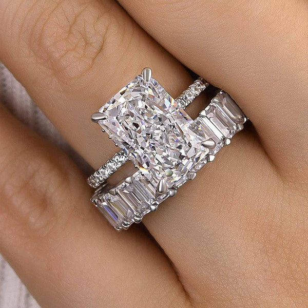 Louily Luxury Radiant Cut Wedding Ring Set