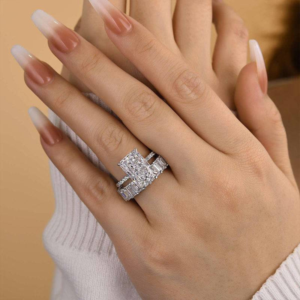 Louily Luxury Radiant Cut Wedding Ring Set