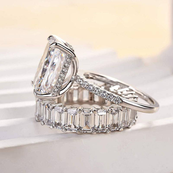 Louily Luxury Radiant Cut Wedding Ring Set