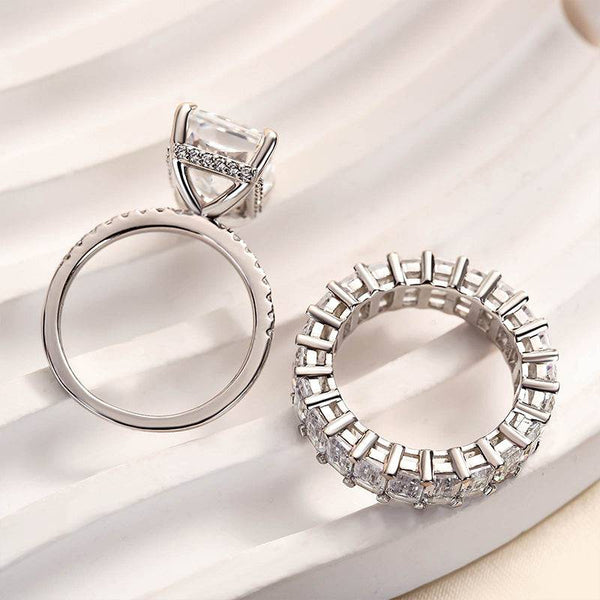 Louily Luxury Radiant Cut Wedding Ring Set