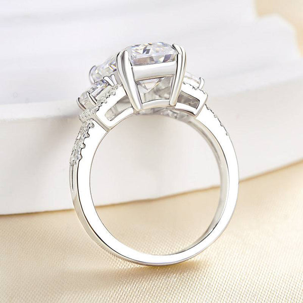 Louily Luxury Split Shank Emerald Cut Three Stone Engagement Ring