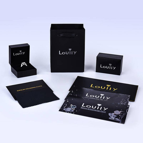 Louily Luxury Three Stone Radiant Cut Wedding Set In Sterling Silver