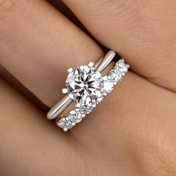 Louily Moissanite Dazzling Round Cut Wedding Ring Set