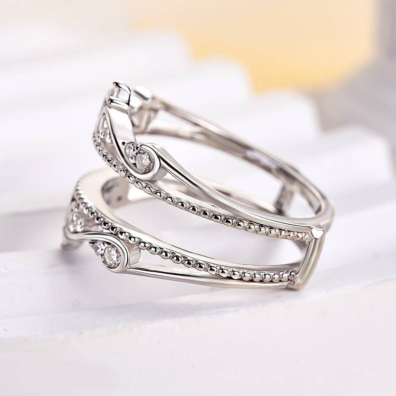 Louily Noble Crown Design Jacket Wedding Band - louilyjewelry