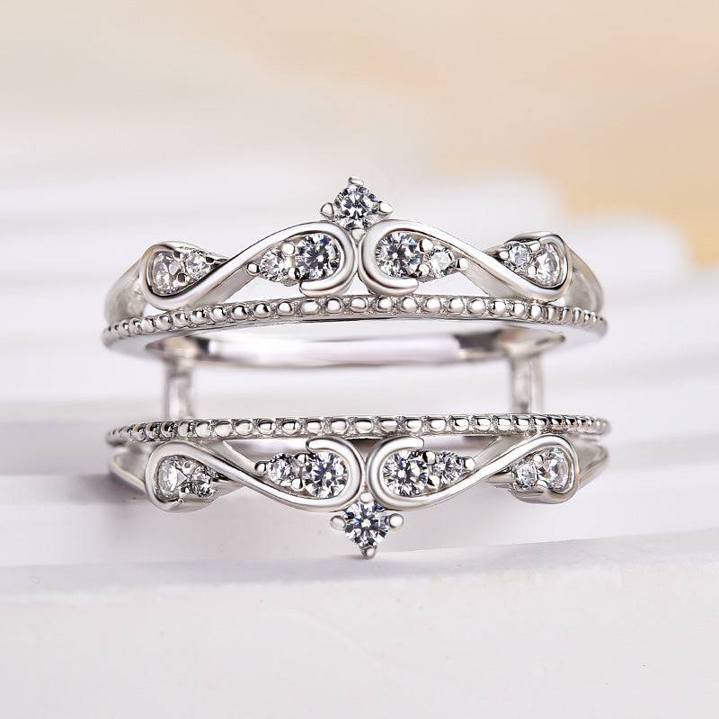 Louily Noble Crown Design Jacket Wedding Band - louilyjewelry