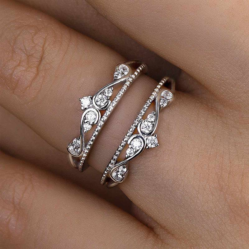 Louily Noble Crown Design Jacket Wedding Band - louilyjewelry