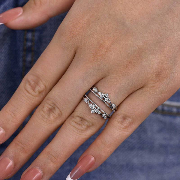 Louily Noble Crown Design Jacket Wedding Band