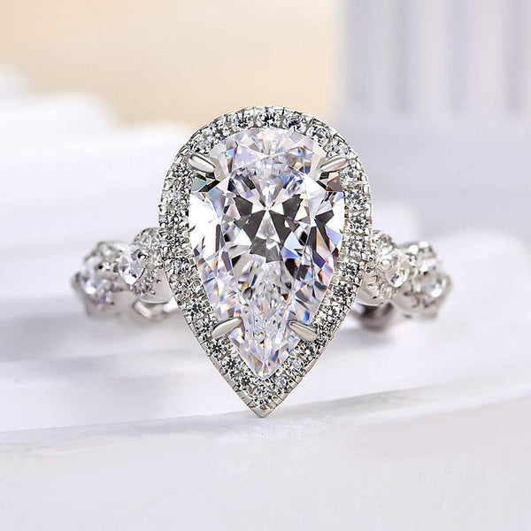 Louily Noble Halo Pear Cut Engagement Ring
