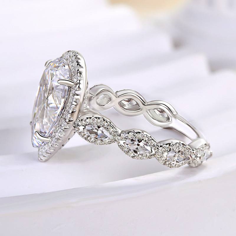 Louily Noble Halo Pear Cut Engagement Ring - louilyjewelry