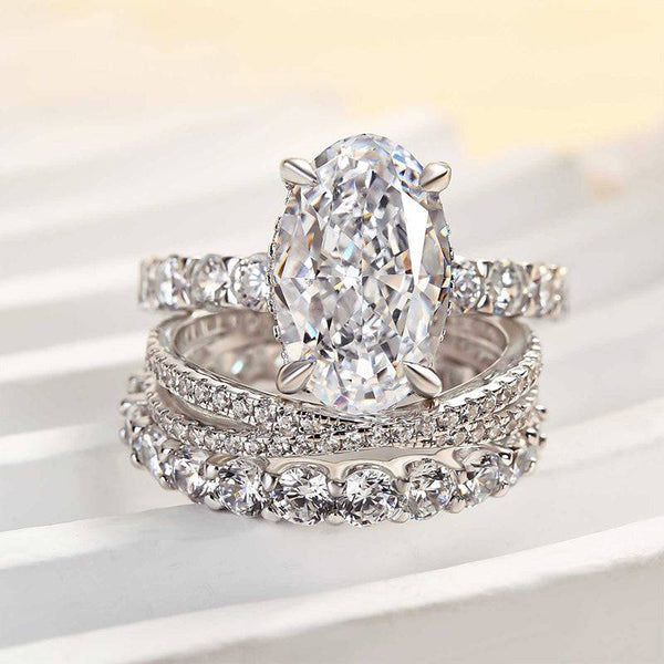 Louily Noble Oval Cut 3PC Wedding Set