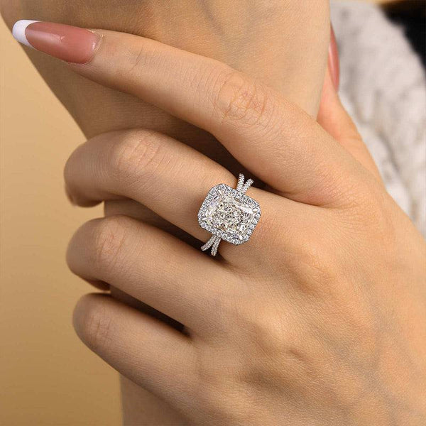 Louily Noble Split Shank Halo Radiant Cut Engagement Ring
