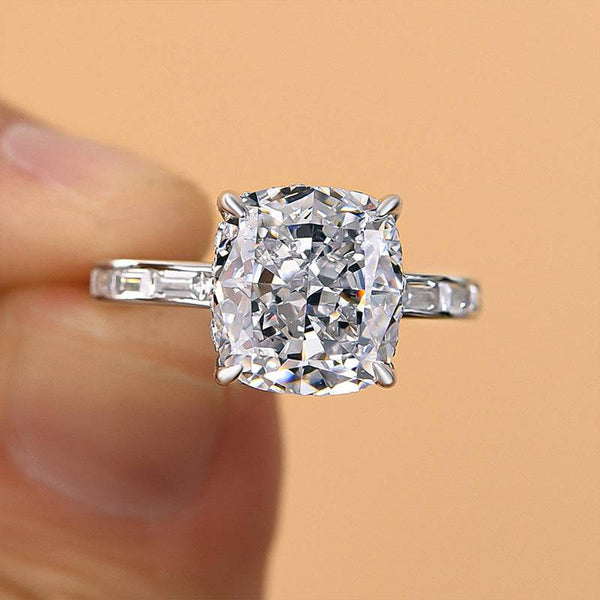 Louily Outstanding Crushed Ice Cushion Cut Engagement Ring