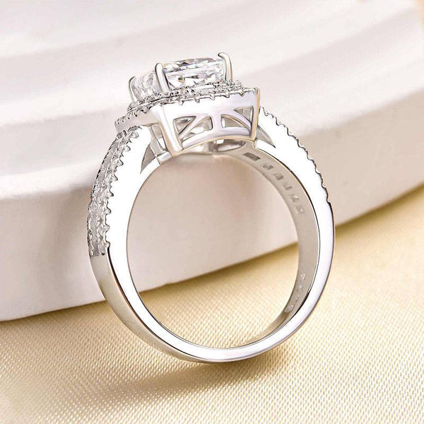 Louily Outstanding Halo Crushed Ice Cushion Cut Engagement Ring