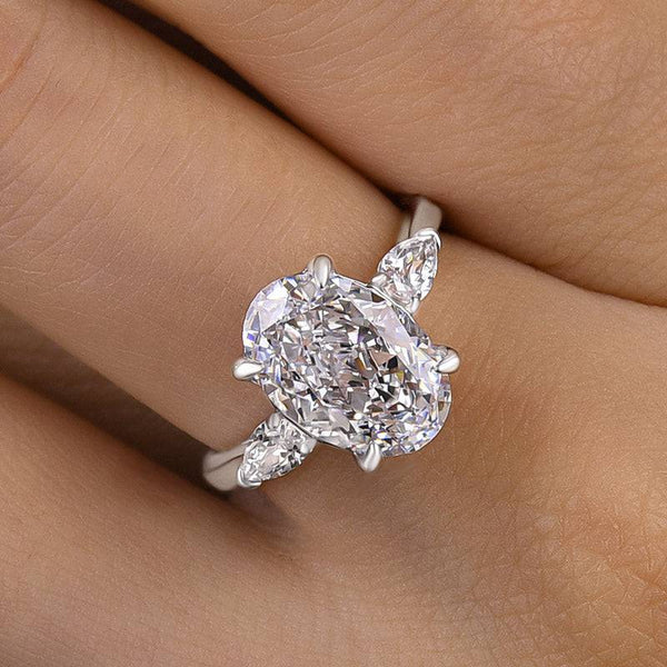 Louily Outstanding Oval Cut Three Stone Engagement Ring