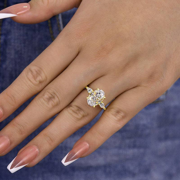 Louily Outstanding Oval Cut Three Stone Engagement Ring