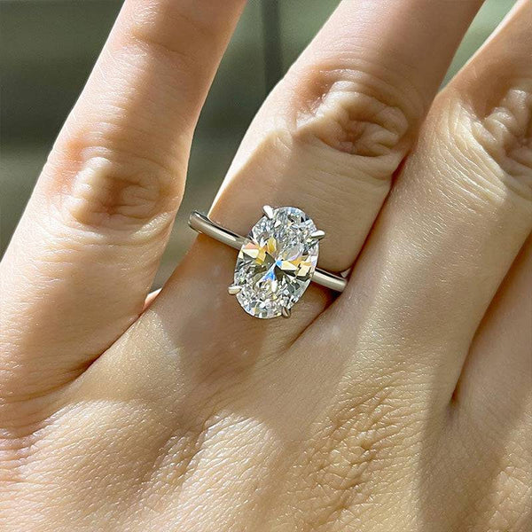 Louily Yellow Gold 3.5 Carat Oval Cut Solitaire Engagement Ring In Sterling Silver