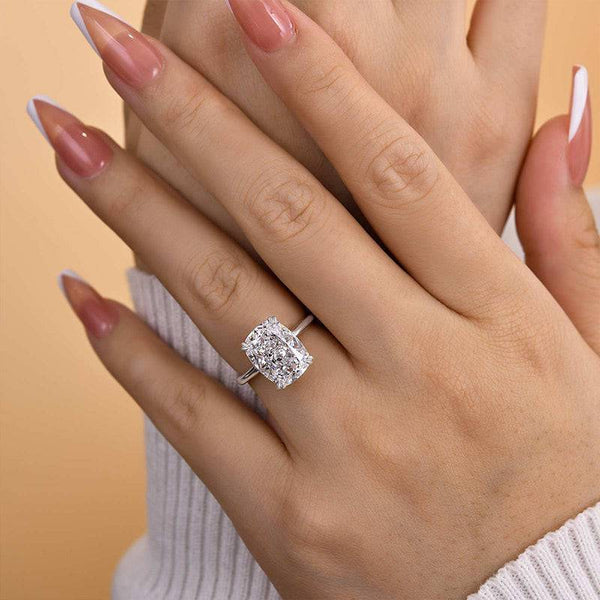 Louily Precious Crushed Ice Cushion Cut Engagement Ring