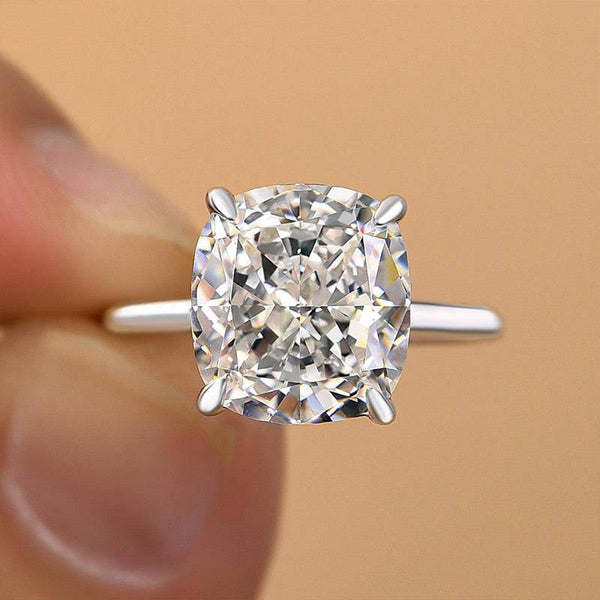 Louily Precious Crushed Ice Cushion Cut Engagement Ring For Women In Sterling Silver