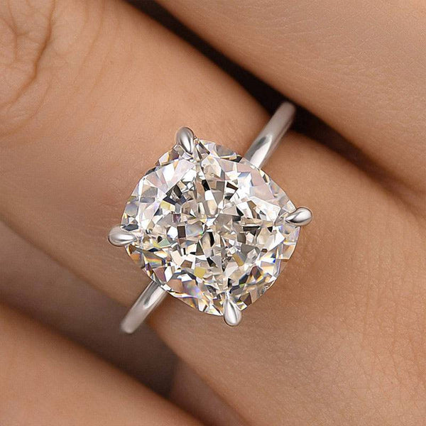 Louily Precious Crushed Ice Cushion Cut Engagement Ring For Women In Sterling Silver