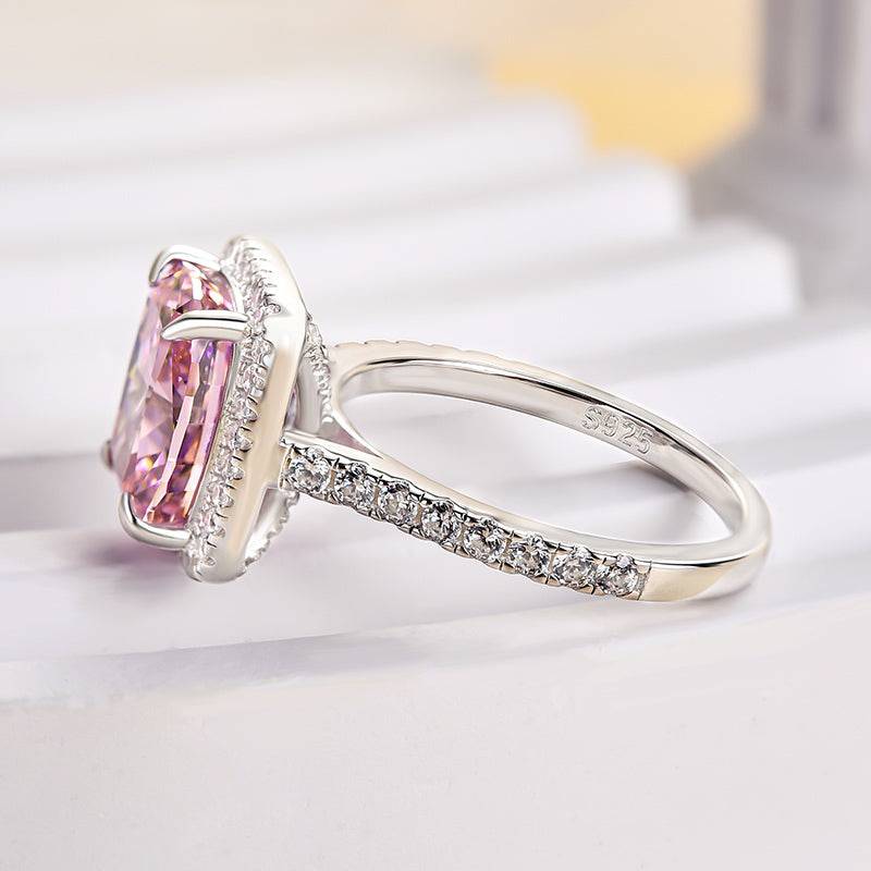 Louily Precious Cushion Cut Pink Stone Engagement Ring - louilyjewelry