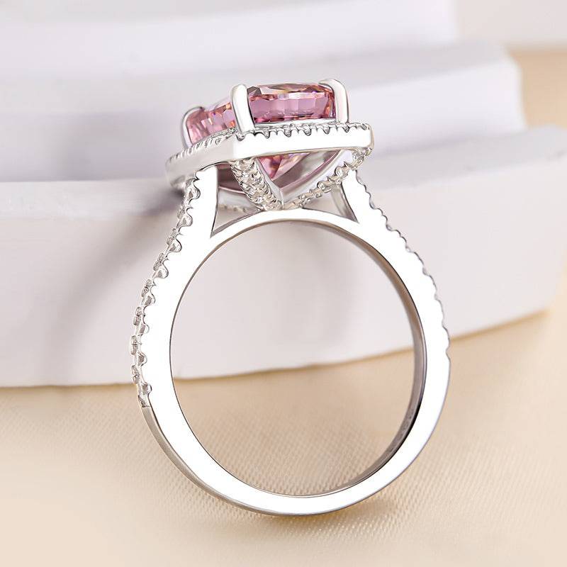 Louily Precious Cushion Cut Pink Stone Engagement Ring - louilyjewelry