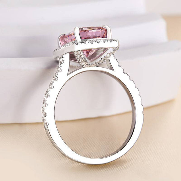 Louily Precious Cushion Cut Pink Stone Engagement Ring
