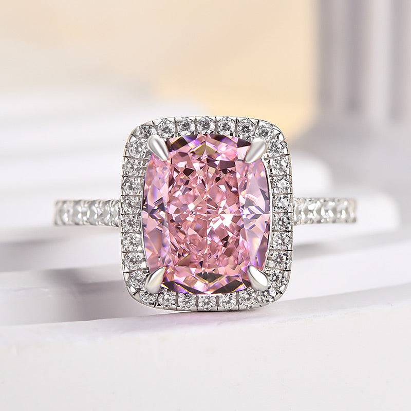 Louily Precious Cushion Cut Pink Stone Engagement Ring - louilyjewelry