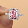 Louily Precious Cushion Cut Pink Stone Engagement Ring - louilyjewelry