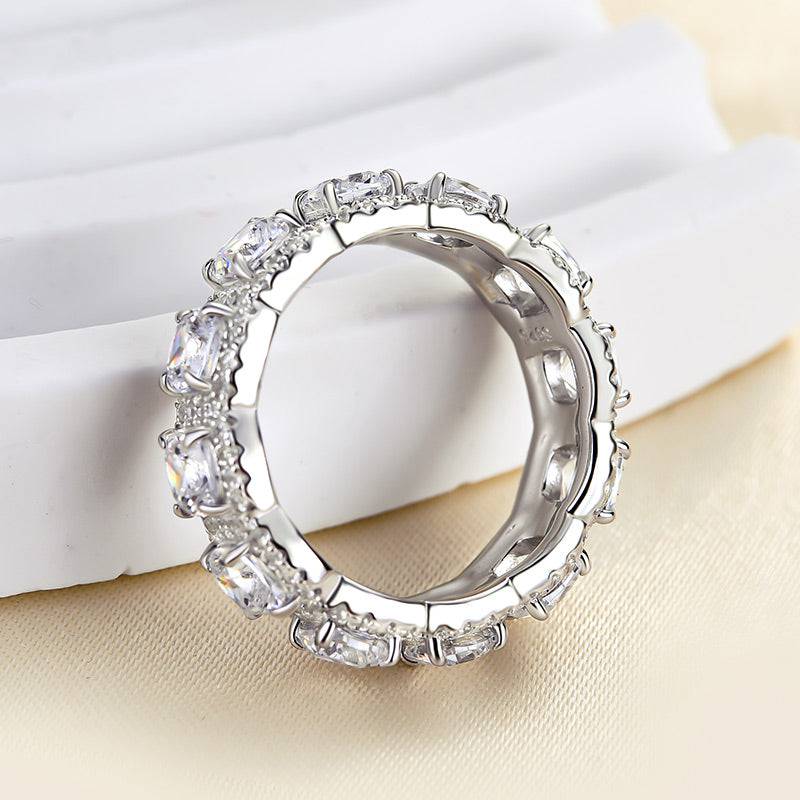 Louily Precious Halo Cushion Cut Wedding Band For Women In Sterling Silver - louilyjewelry