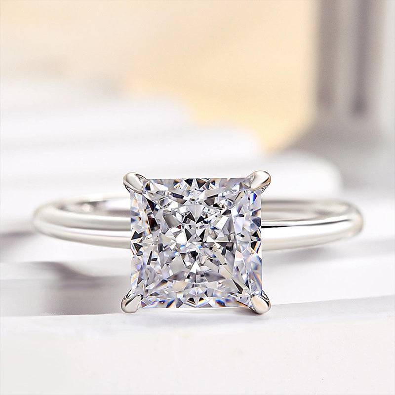 Louily Square Princess Cut Engagement Ring for Women In Sterling Silver - louilyjewelry
