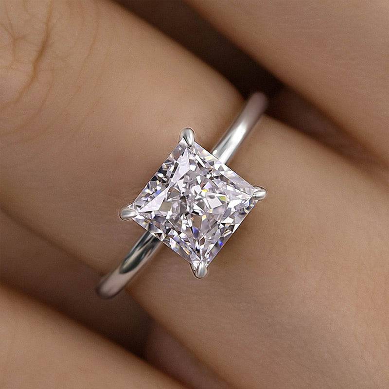 Louily Square Princess Cut Engagement Ring for Women In Sterling Silver - louilyjewelry