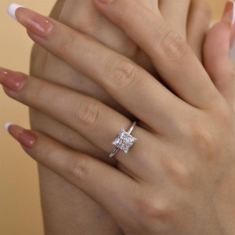 Louily Square Princess Cut Engagement Ring for Women In Sterling Silver - louilyjewelry