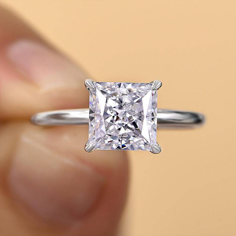 Louily Square Princess Cut Engagement Ring for Women In Sterling Silver - louilyjewelry