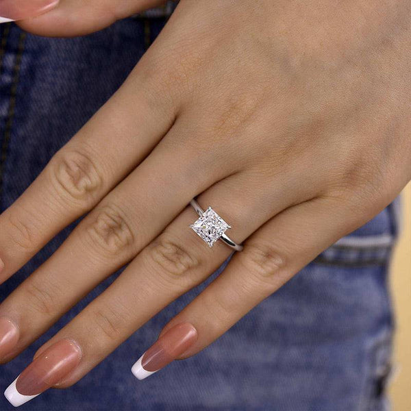 Louily Princess Cut Engagement Ring for Women In Sterling Silver