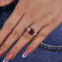 Louily Ruby Radiant & Triangle Cut Three Stone Engagement Ring In Sterling Silver - louilyjewelry
