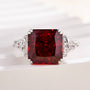 Louily Ruby Radiant & Triangle Cut Three Stone Engagement Ring In Sterling Silver - louilyjewelry