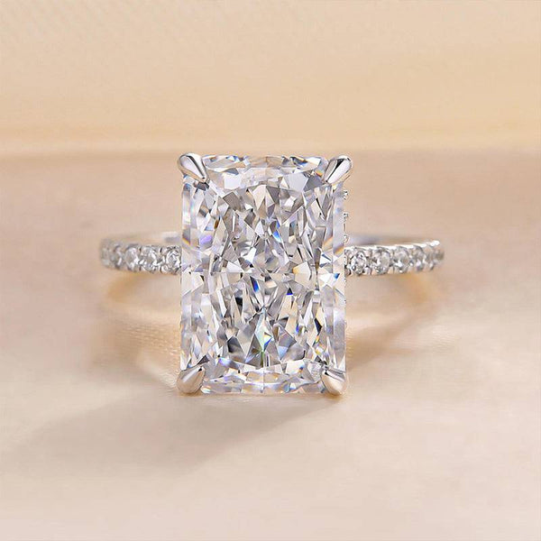 Louily Simulated Diamond Radiant Cut Engagement Ring In Sterling Silver