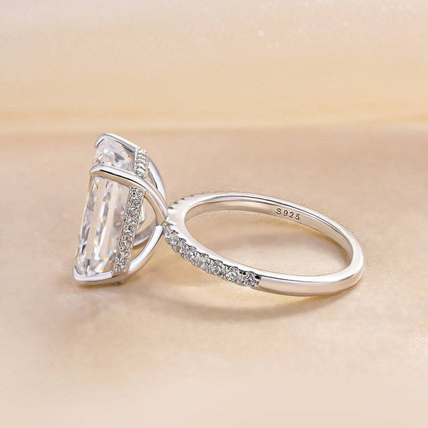Louily Simulated Diamond Radiant Cut Engagement Ring In Sterling Silver