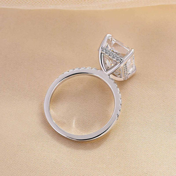 Louily Simulated Diamond Radiant Cut Engagement Ring In Sterling Silver