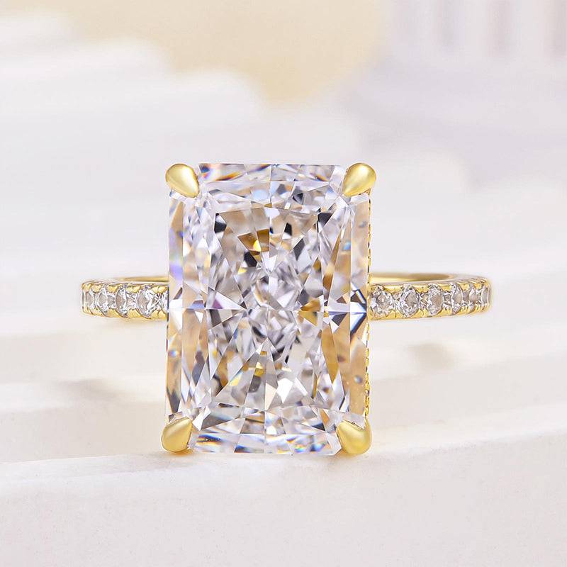 7.0Ct Simulated Diamond Radiant Cut Engagement Ring Promise Rings In Sterling Silver - louilyjewelry