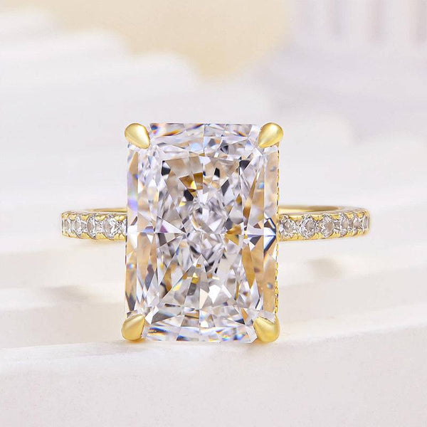 Louily Simulated Diamond Radiant Cut Engagement Ring In Sterling Silver