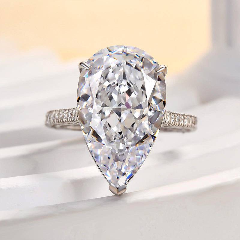 Louily Sparkle Crushed Ice Pear Cut Engagement Ring - louilyjewelry