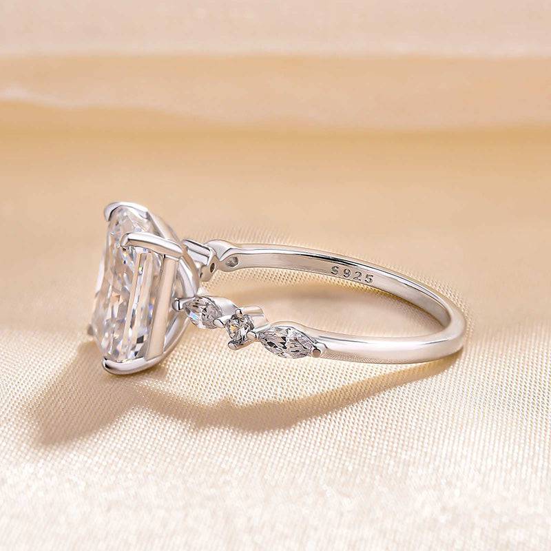 Louily Sparkle Radiant Cut Engagement Ring For Women In Sterling Silver - louilyjewelry